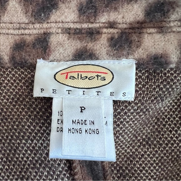 90s Y2K Talbots 100% Merino Wool Leopard Print Cardigan Jacket SZ Petite - Picture 10 of 11